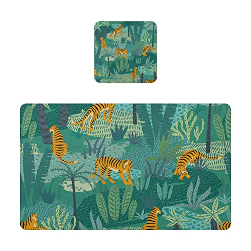 Tigers Jungle Tropical Placemats Set Of 4 Anti-Skid Table Mats Pvc Vinyl Place Mats For Dining Table Home Kitchen Decor #TOP7