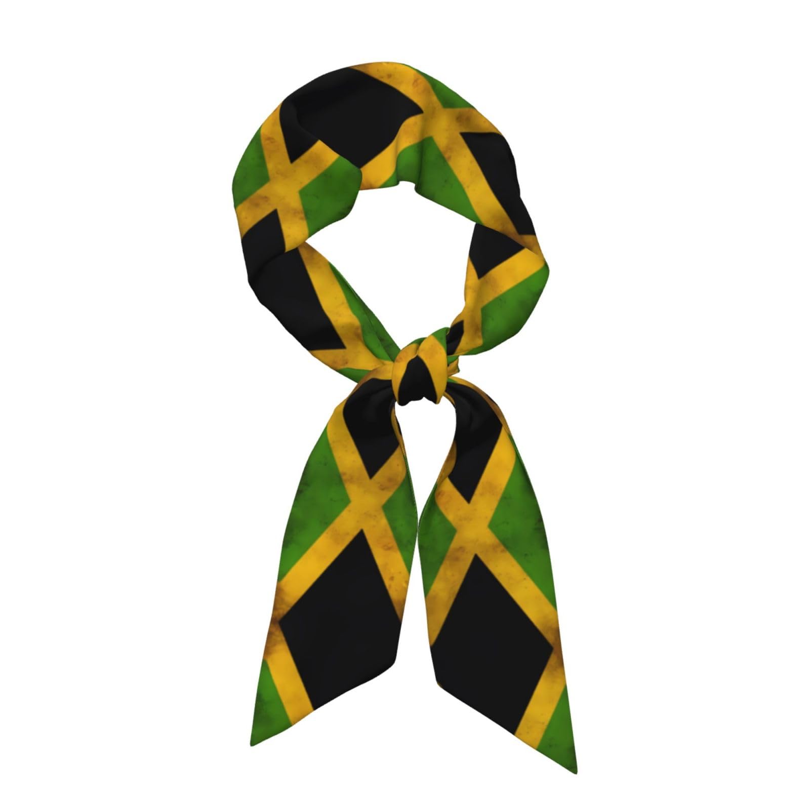 ChenGua Old Jamaican Flag Print Hair Bandanas Scarf For Women, Lightweight Neck Silk Satin Head Scarves, For Hair, Neck, Purse