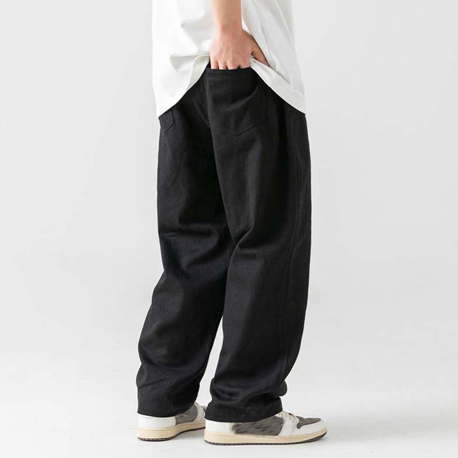 Generico Pantaloni Uomo Jogging,Pantaloni Lunghi Casual A Trama Larga da Uomo in Tinta Unita di Base