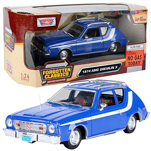 Motormax 1974 AMC Gremlin X 1:24 Diecast Modelo Azul miniatura 1