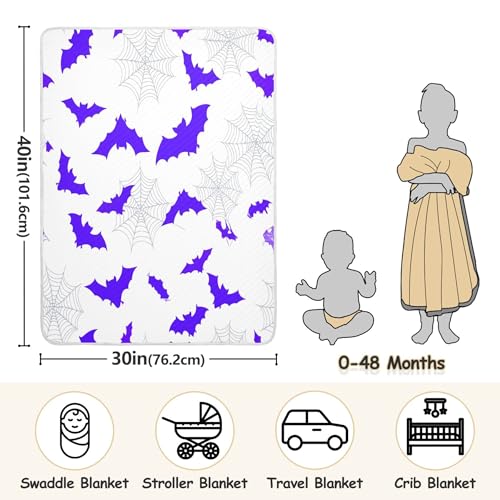 Burbuja Purple Bats Baby Blanket for Boys Girls, Nursery Soft Warm Swaddling Receiving Baby Blankets, 30x40 in Toddler Blanket3