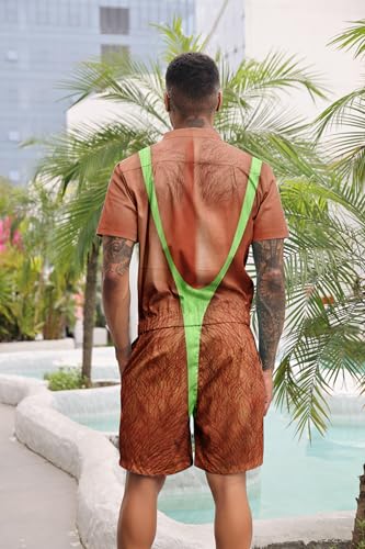 RAISEVERN Mens Romper Zipper Jumpsuit Male Shorts Sleeve One Piece Overalls Bro Outfits3