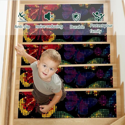 Tapis d'escalier antidérapant réutilisable sans résidus lot 15 marches bois
