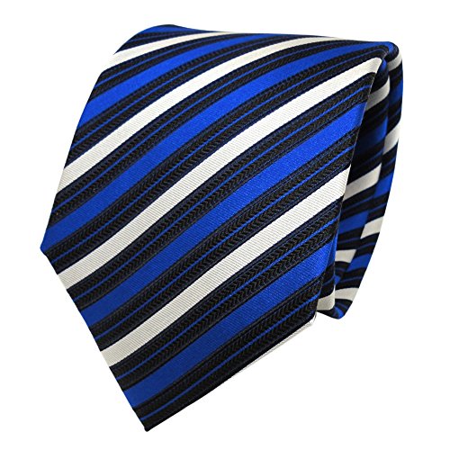 Cravate en soie bleu de signal de créateur TigerTie aux finitions haut de gamme