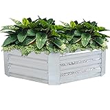 Sunnydaze 11.75" H Raised Metal Garden Bed - Galvanized Raised Garden Bed Outdoor for Vegetables and Flowers - Silver - Hexagon