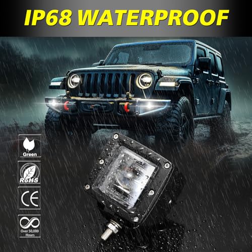 Image of 3 inch SAE LED Fog Lights Street Legal DOT Approved Square LED Cubes | Cut-off Beam Fog Pods Lights 2pcs for Trucks Pickup SUV Car Wrangler Toyota Nissan Ram