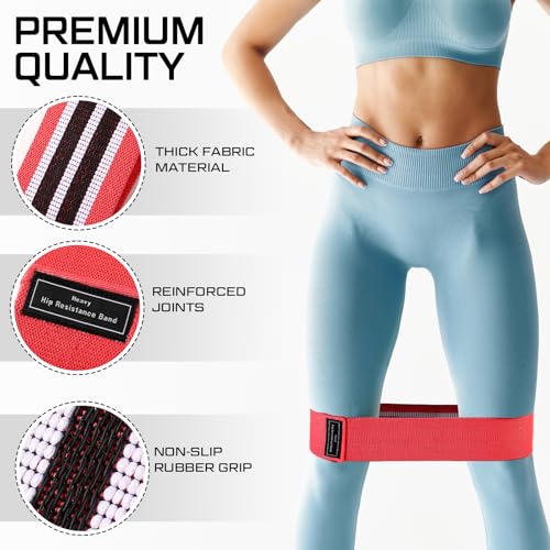 Image of 12 Pcs Fabric Resistance Bands for Working Out Non-Slip Booty Exercise Loop Bands for Women Men Glutes Hip Thigh Butt Yoga Pilates Fitness Gym, Light Medium Heavy