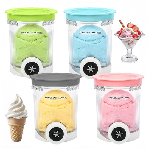 Opaltool 4PCS Recipiente de Helado para Ninja Swirl NC700 NC701 Series | 16 oz Creamy Pot con Tapas de Colores, Sin BPA y Aptos para Lavavajillas