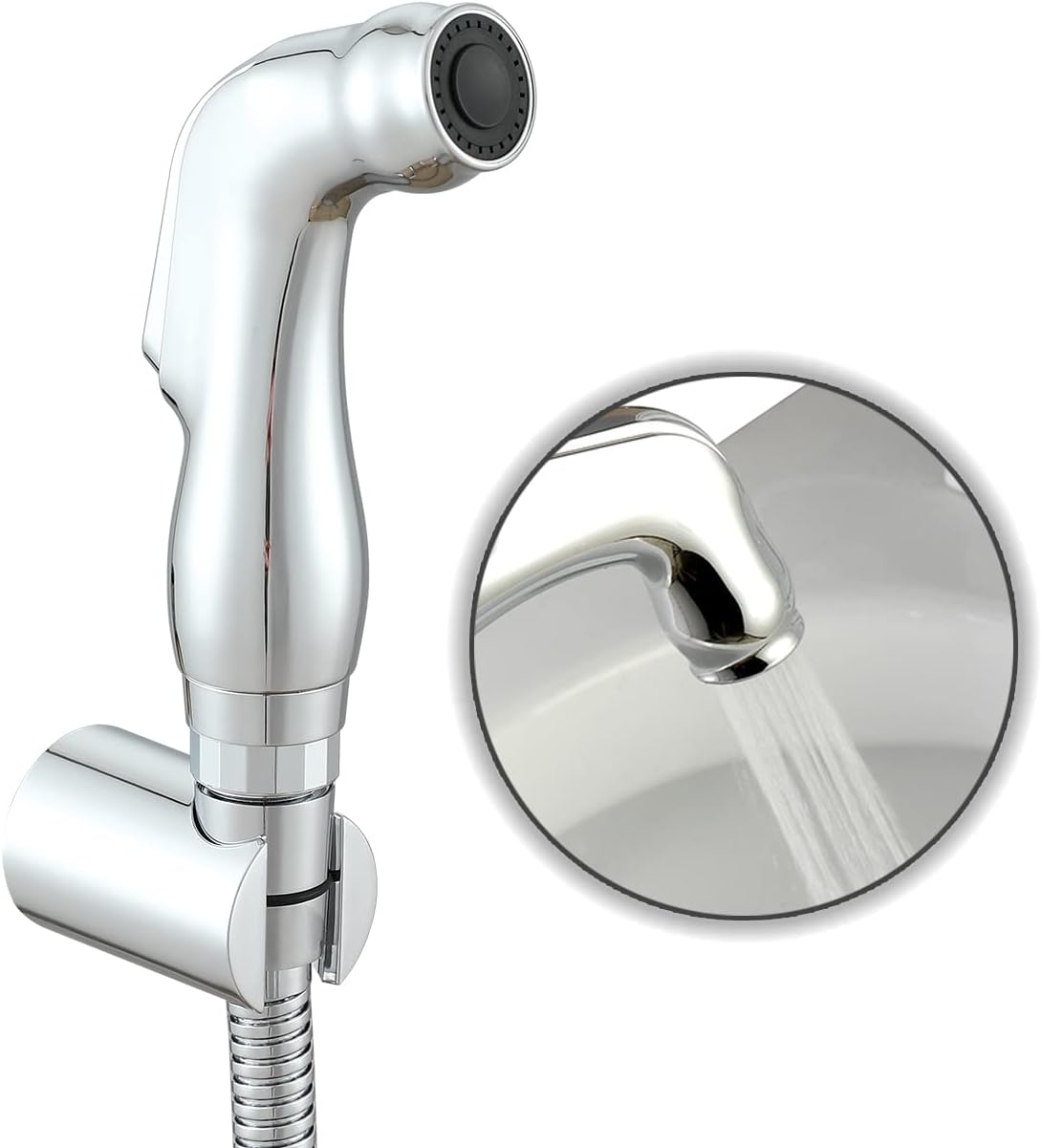 Asyas Bidet Shattaf Douche Spray Chrome Hygienic Toilet Shower Head Holder and 1.2M Shower Hose Without T-Adapter