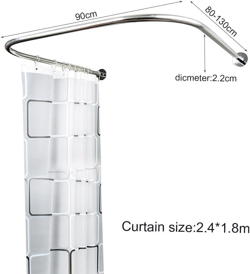 Tringle à rideau de douche d'angle en U durable et antirouille - 5