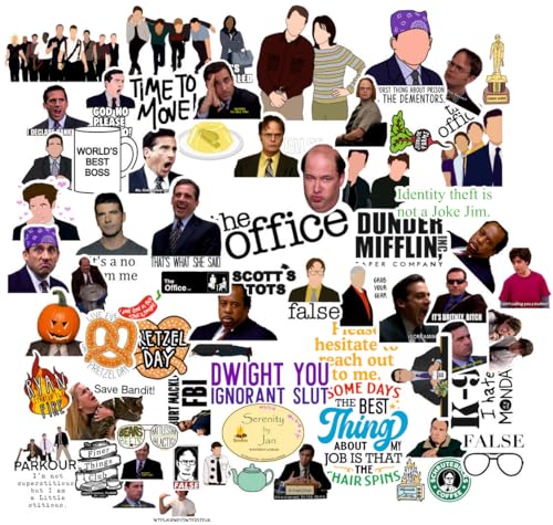 Image of Zesta Aesthetic Stickers for Laptop /Waterproof Anime Decal for Books /Vinyl Sticker for Fridge /Easy to Use Korean Car Sticker Kawaii Cute Stickers (The Office Series)