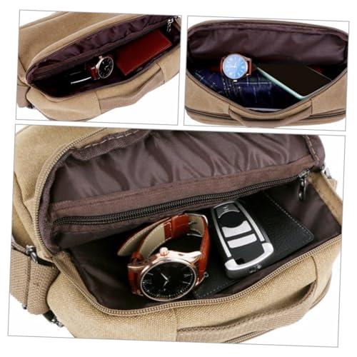 Bolso de lona para hombre multifuncional Beavorty caqui de 7 pulgadas informal 4
