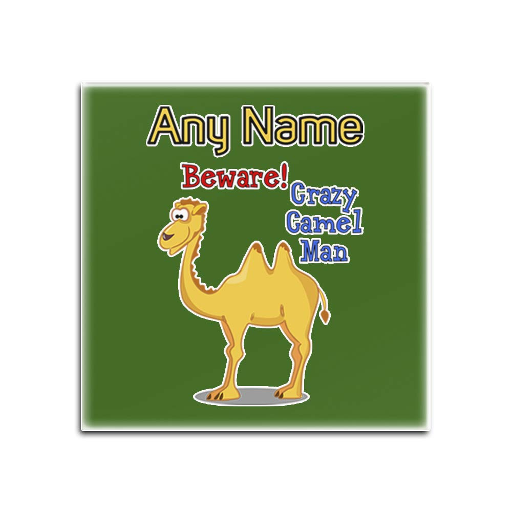 Dessous-de-verre en verre personnalisé carré vert motif humour camel man