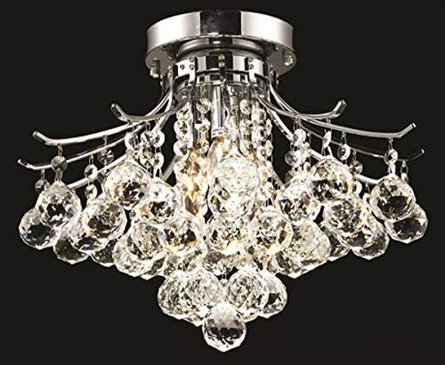 Elegant Lighting 8000F16C/RC Royal Cut Clear Crystal Toureg 3-Light, Single-Tier Flush Mount Crystal Chandelier, Finished in Chrome with Clear Crystals