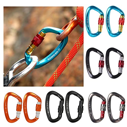 2 Pcs Mosquetões de Escalada com Travamento, Mosquetões para Serviço com Certificação CE 25KN (5620