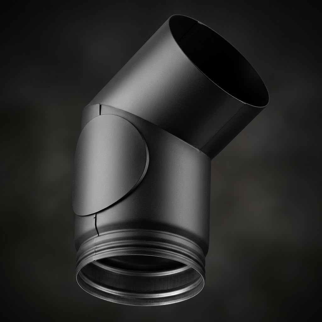 MAKA Curva 45 Gradi Ispezione Canna Fumaria Legna Nero Ø 130 mm