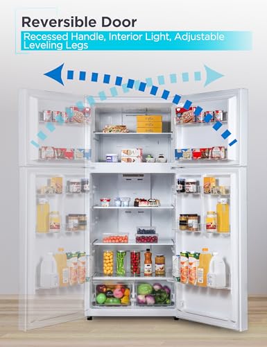 Image of BLACK+DECKER 18.1 Cu. Ft. Top Mount Refrigerator with Freezer, 2 Door Refrigerator with Top Freezer and Adjustable Temperature Control, Full Size Fridge, ENERGY STAR Certified, BR1810HW, White