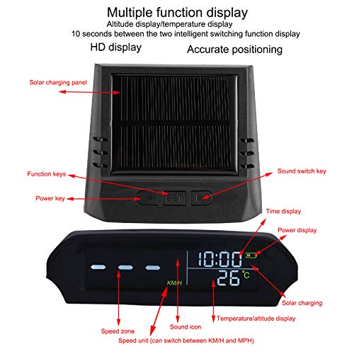 Qiilu Universel Auto HUD Affichage Tête Haute Projecteur Multifonctionnel Compteur de Vitesse GPS Affichage Vidéo Aérien du Véhicule de Solaire
