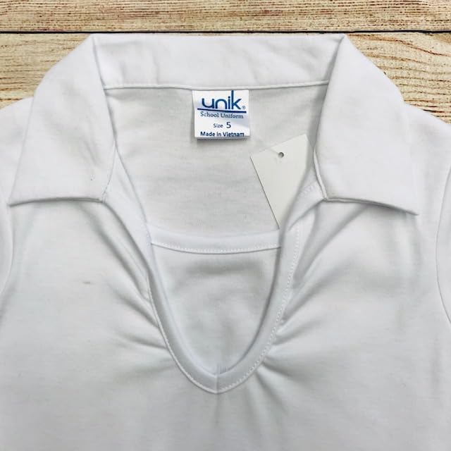 Girl's Uniform V-Neck Collar Shirt Short Sleeve Great for School Burgundy Navy White Sky Blue Green Purple Yellow Red3