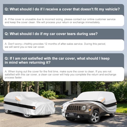 Image of 10 Layers SUV Car Cover Custom Fit for Jeep Patriot (2006-2017), Waterproof All Weather for Automobiles, Outdoor Full Cover Sun Dust Rain Protection with Cotton. Silver