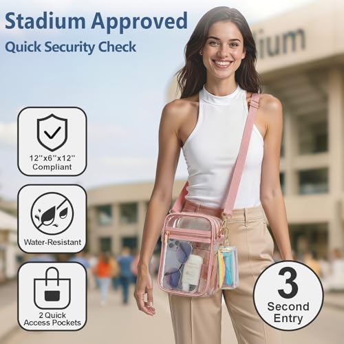 Image of PACKISM Clear Bag for Stadium Events - Clear Purses for Women Transparent Crossbody Messenger Bag for Concerts Game Day
