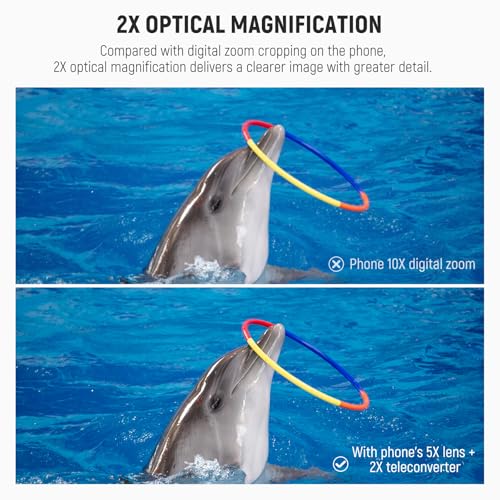 Image of NEEWER 2X Converter with 200mm & 300mm Macro Lenses for Phone Camera Telephoto Lens Only, 7 Elements in 5 Groups, 17mm Thread Compatible with iPhone Android Samsung Xiaomi Phone Cage /Case, LS-79