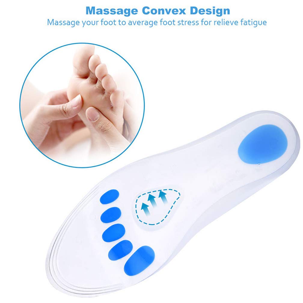 Siliconen inlegzolen, 1 paar zachte elastische wasbare herbruikbare transparante binnenzool orthopedische ondersteuning, massage acupoints verlichten pijn voetverzorging platte voet correctie voorkomen likdoorns eelt voor mannen vrouwen (L Siliconen inlegzolen, 1 paar zachte elastische wasbare herbruikbare transparante binnenzool orthopedische ondersteuning, massage acupoints verlichten pijn voetverzorging platte voet correctie voorkomen likdoorns eelt voor mannen vrouwen (L
