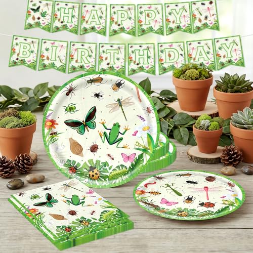 Jardin nature décorations fête insectes et vaisselle anniversaire