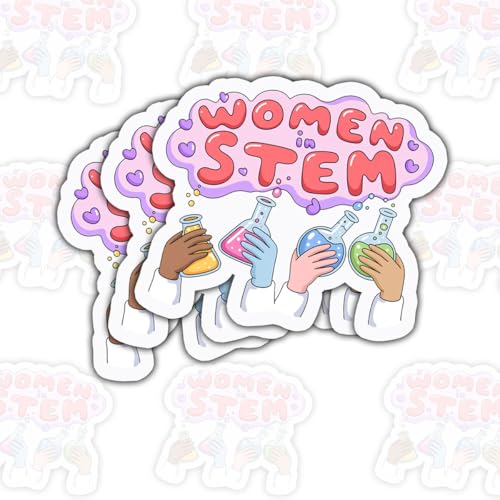 Pegatinas de vinilo STEM de científicas femeninas de 3 pulgadas impermeables para cuadernos 2