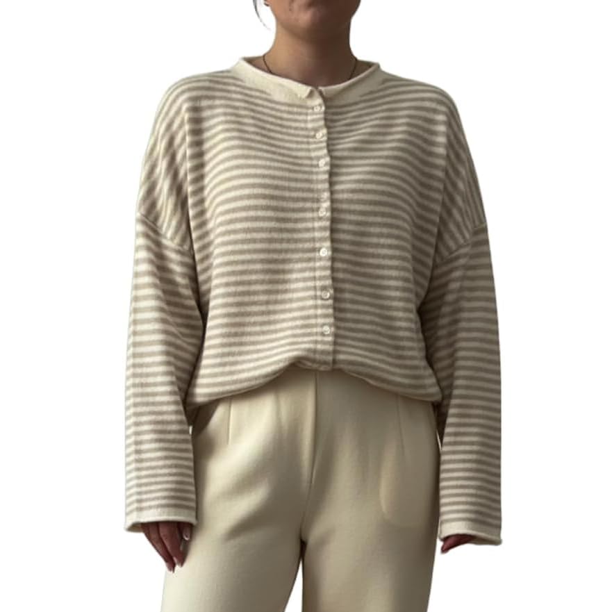 Knitted Cardigan Sweaters Women Long Sleeve Button Down Oversized Loose Knitwear Y2k Vintage Open Front Knit Shirt Tops