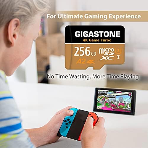 [5-Yrs Free Data Recovery] Gigastone 256GB Micro SD Card, 4K Game Turbo, MicroSDXC Memory Card for Nintendo-Switch, GoPro, Action Camera, DJI, UHD Video, R/W up to 100/60MB/s, UHS-I U3 A2 V30 C10