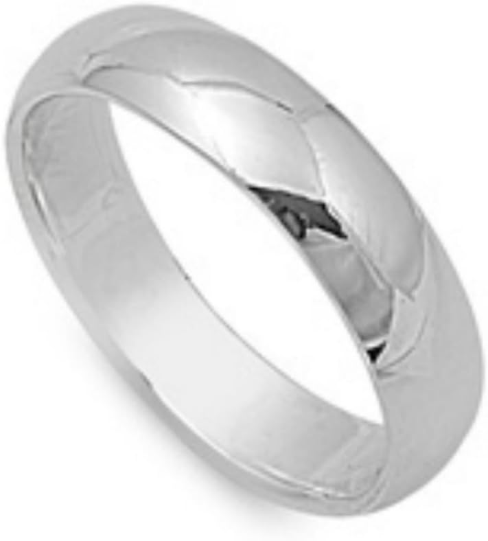 5mm Sterling Silver Plain Wedding Band Finger Toe Ring Fitted Sized Round Guard