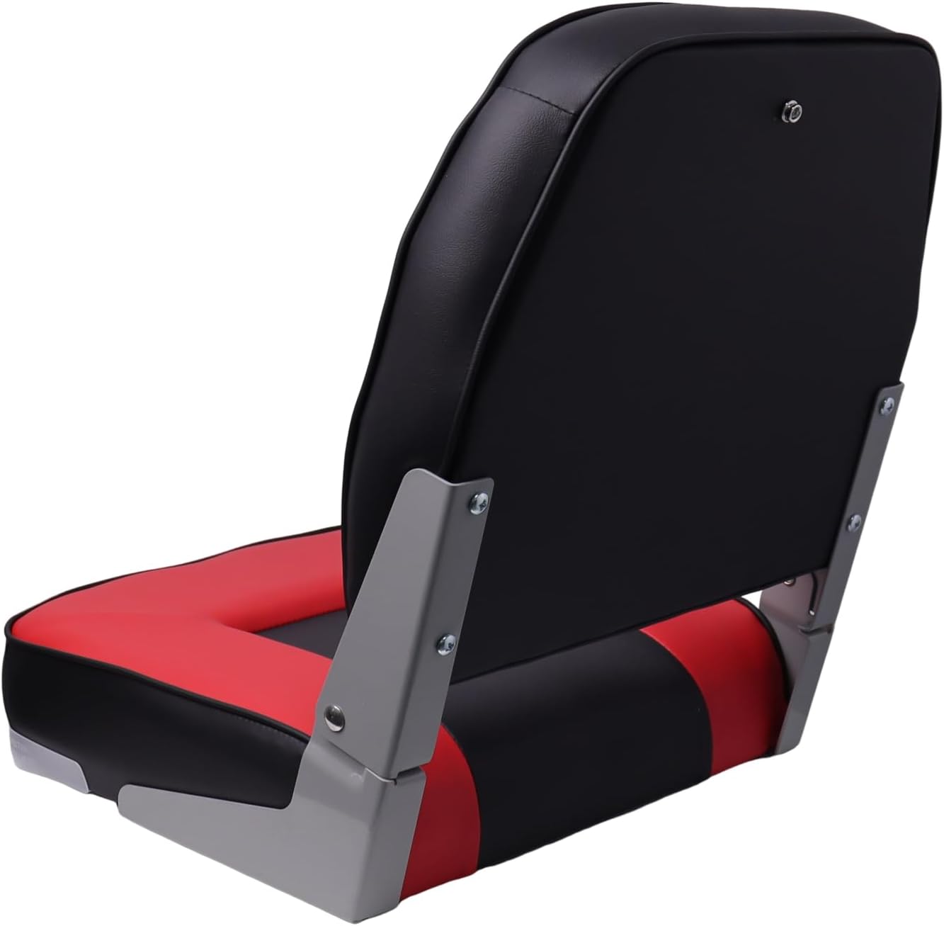 Low Back Folding Boat Seats 2 Pack Clearance - Premium Bass/Jon/Pontoon Boat Chairs, Heavy Duty Waterproof Swivel Fishing Boat Seat (Black&Red)