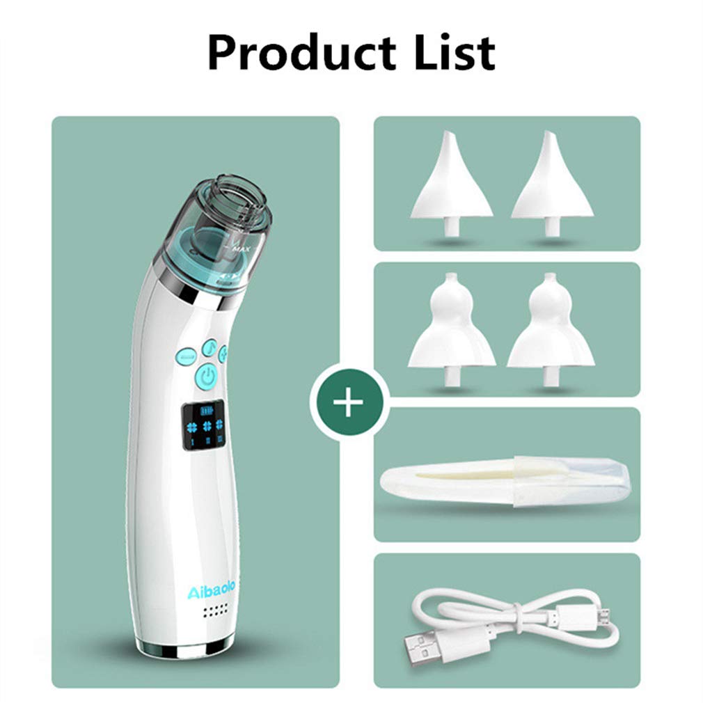 Bebé Eléctrico Aspirador Nasal, USB Aspirador Nasal Recargable con 4 Boquillas De Succión Y Claro Clip Congestión Narices Rápidamente, para Bebés Y Niños Pequeños Seguro E Higiénico