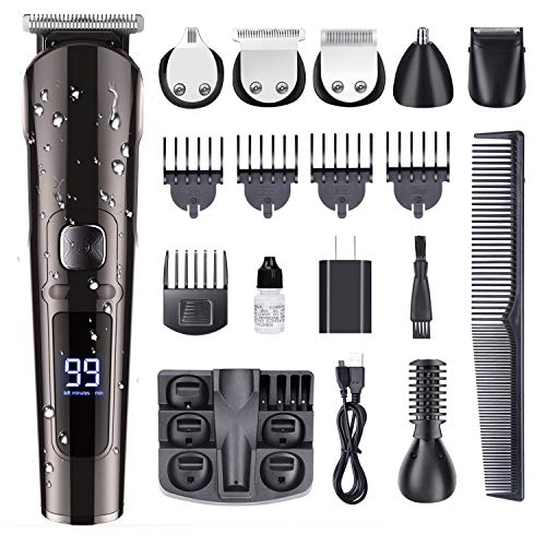 PURKOO Beard Trimmer for Men Hair Clippers Professional Cordless Mustache Trimmer Hair Trimmer Hair Cutting Kit 11 in 1 Grooming Kit for Nose Ear Facial Haircut Machine Waterproof USB Rechargeable