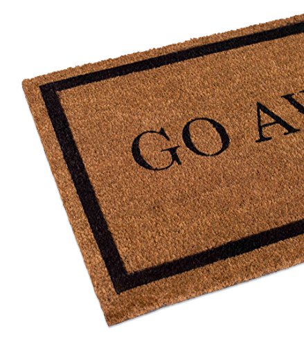Birdrock Home Go Away Coir Doormat - 18 X 30 Inch - Standard Welcome Mat With Black Border And Natural Fade - Vinyl Backed - Outdoor #TOP3