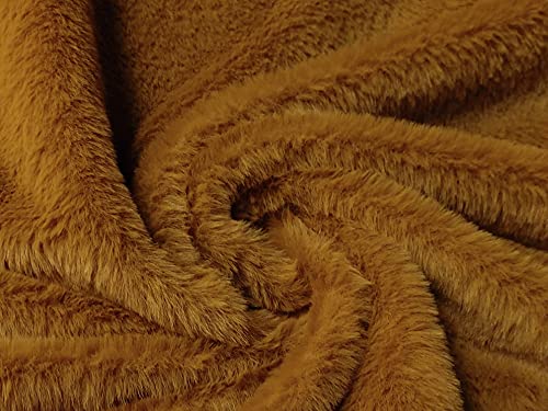 Tissu en fausse fourrure moutarde 10m doux qui ne perd pas ses poils
