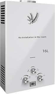 16L 32KW Calentador de Agua de Gas GLP Butano y Propano Calentador de Agua Calentador de Agua LPG Instantáneo Portátil,Modos de Invierno y Verano,Blanco,para Ducha Al Aire Libre,Baño,Camping