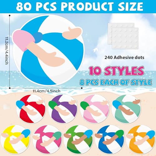 Image of gisgfim 80Pcs Summer Cutouts Beach Ball Decorations Bulletin Board Pool Ball Paper Cut-Outs Classroom Decor for DIY Craft Photo Wall Hawaiian Beach Pool Kindergarten Preschool Party Favor Supply