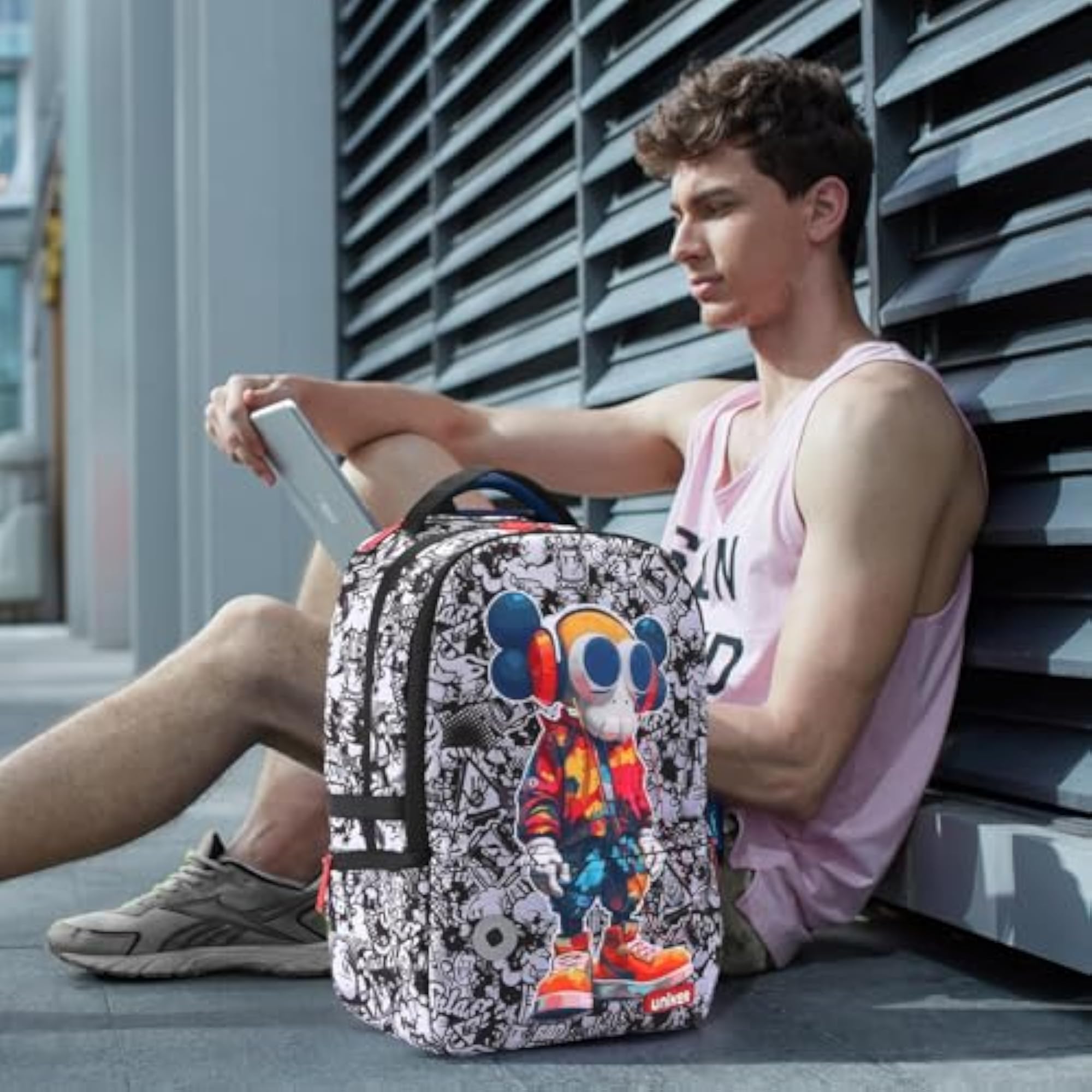 Graffiti Backpack Gamer Casual Daypack