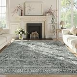 Lahome Oriental Green 8x10 Rug for Living Room, Low Pile Washable Area Rugs, Soft Boho Bedroom Rug 8x10 Under Bed, Traditional Non Shdding Throw Carpet for Dining Room, Green