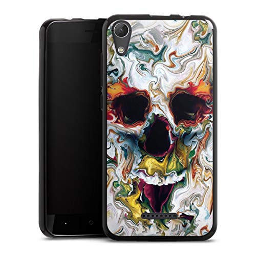 DeinDesign Coque en Silicone Compatible avec Wiko Lenny 4 Étui Silicone Coque Souple Crâne Tête de Mort Art
