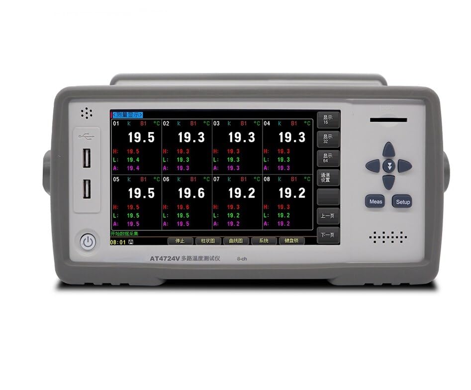AT4724V 24-Channel Thermometer with Touchscreen and USB Logging - Supports Thermocouples, RTDs and Thermistors for Industrial Temperature Monitoring