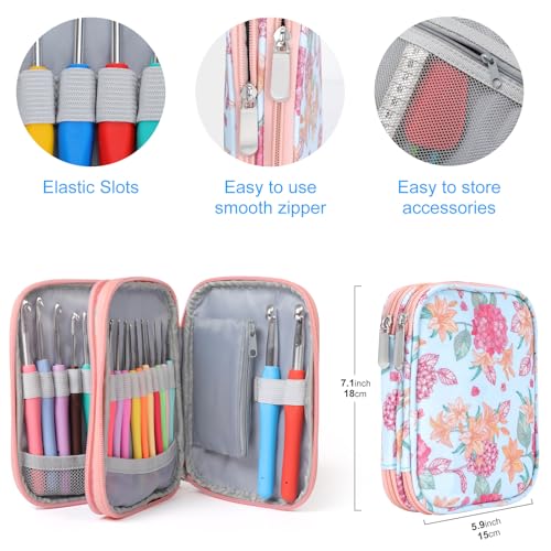 Image of Vodiye 21 Sizes Ergonomic Crochet Hooks Set 0.5-10.0mm with Case, Soft Grip Crochet Needles for Crocheting Comfort