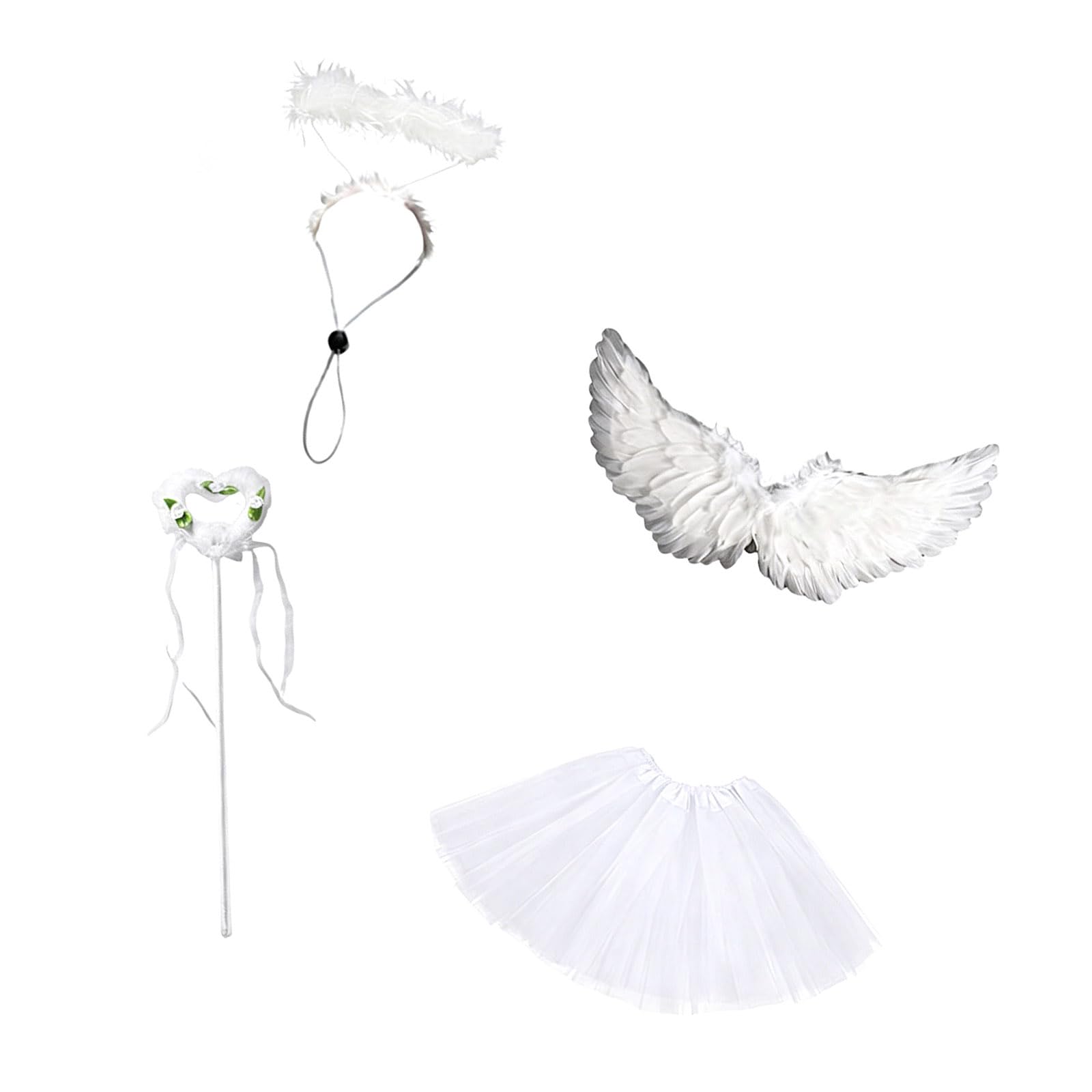 Belowsyaler White Porch Geese Costume Feathered Wing And Tulle Skirt Headband Set For Garden Party Decorations And Costume Accessories Geese Accessories Set