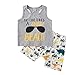 YWLINK Camiseta Infantil Sin Mangas con Estampado De Letras + Traje De PantalóN Corto con Estampado De Dinosaurio,Traje De Playa De Ocio De Verano