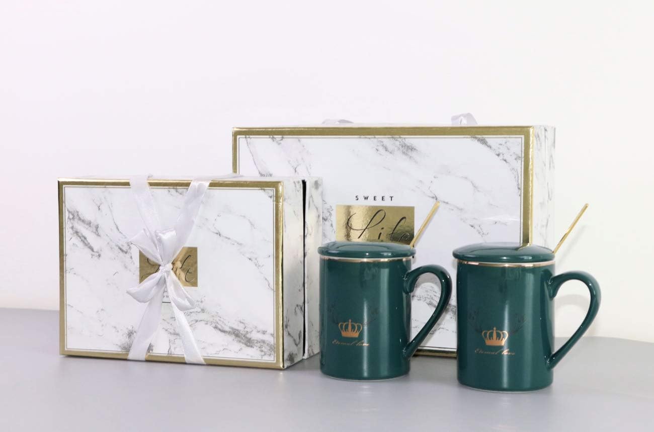 Get Special Price Couple Coffee Mugs Set,Couple Gifts,Gifts for Boyfriend and Girlfriend,Husband and Wife,Anniversary Christmas Valentines Day Wedding Newlyweds,Blackish Green.