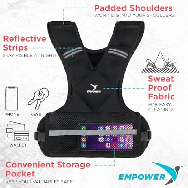 Empower Weighted Walking Vest for Women ¨C Strengthen Muscles, Boost Bone Health, and Burn More Calories, fixed 8lbs, adjustable (4in1) 4-10lbs or (4in1) 10-16lbs