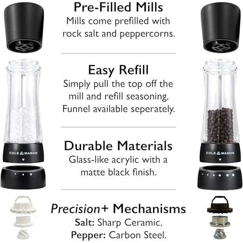 Image of Cole & Mason Seasoning Mill Derwent 190mm Clr SS PM Matt Black