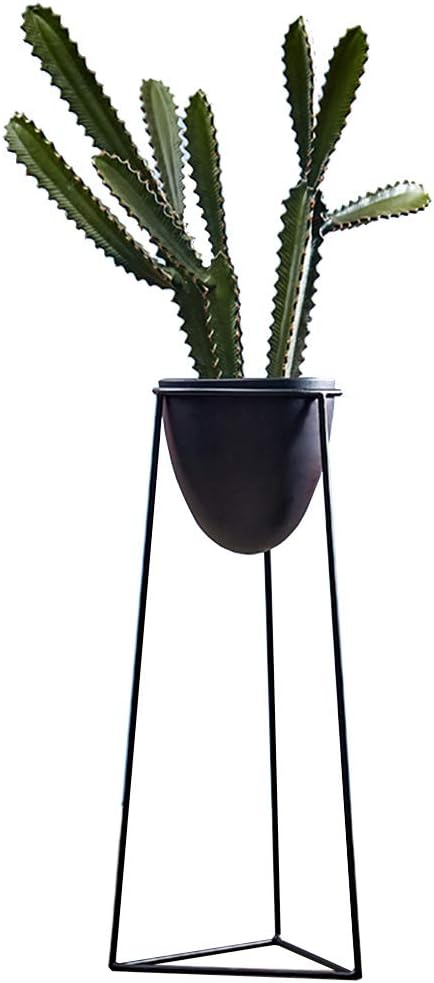 Nordic Black Metal Flower Rack Indoor Balcony Decoration Plant Display Shelf Iron Art Herb Bonsai Shelves for Living Room Bedroom Garden Office Decor Floor-Stand(Large)